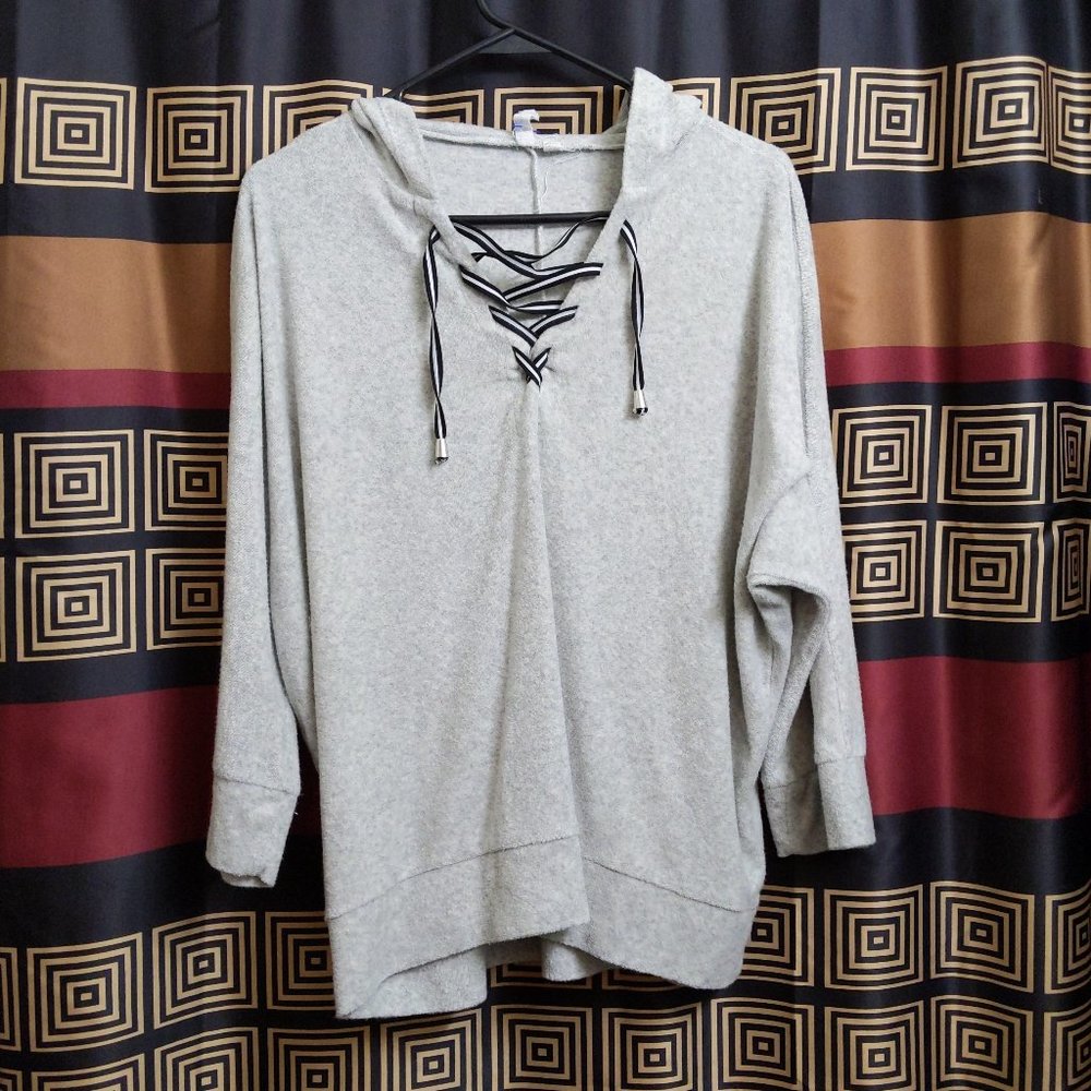 Clearance Lace Up Hooded Sweatshirt